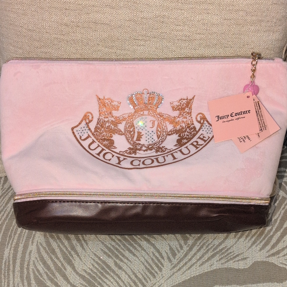 Juicy Couture Pink and Brown Cosmetic Case NWT